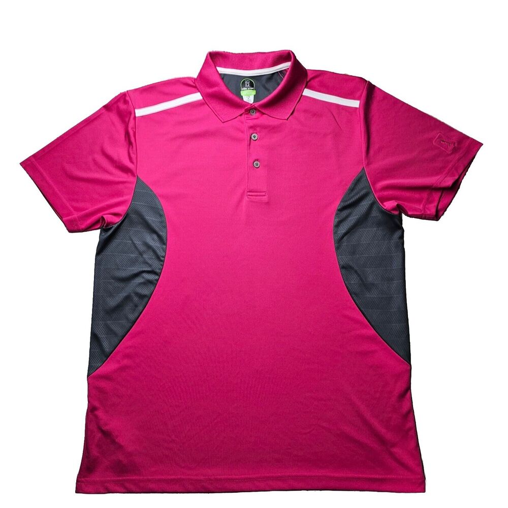 PGA Tour Pro Series Polo Shirt Mens Large Golf Pink Athletic Fit Summer Colorful
